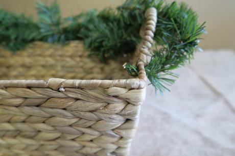 Basket with pine garland