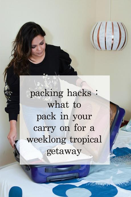 what to pack in your carry on, seven days of packing, holiday travel, packing hack, what to bring to a tropical getaway, holiday travelling, myriad musings, jeans, lbd, saumya 