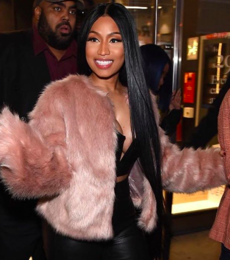 Nicki Minaj Spotted Wearing Her H&M Capsule Collection Jacket In New York Monday Night