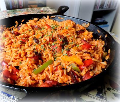 Spicy Sausage, Peppers & Rice
