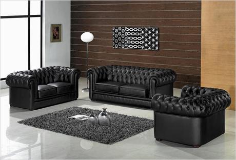 paris contemporary black leather living room furniture
