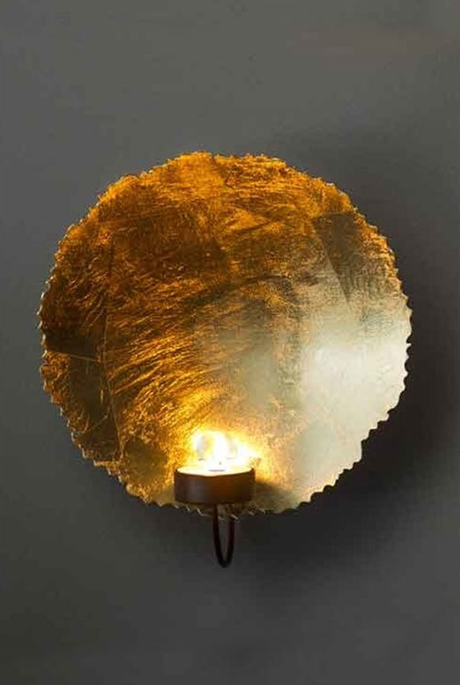 Smooth Gold Leaf Tea Light Wall Sconce by Burke Decor