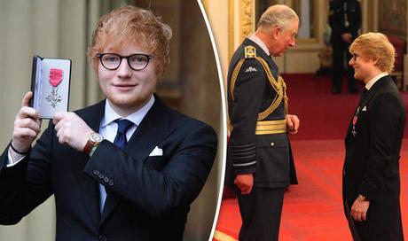 Ed Sheeran Receives MBE From Prince Charles At Buckingham Palace