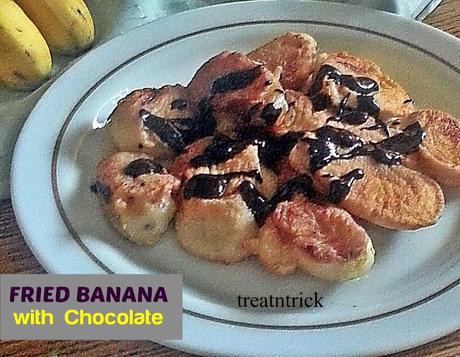 Fried Banana w/Chocolate Recipe @ treatntrick.blogspot.com