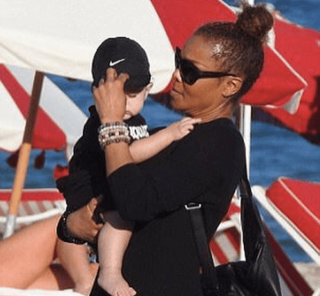 Janet Jackson & Son Eissa Hanging On The Beach In Miami