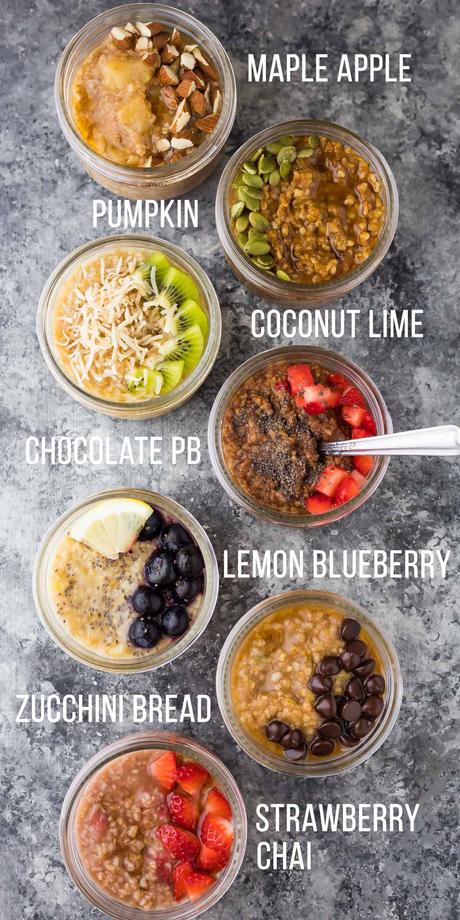 7 healthy steel cut oats recipes that are easy to make ahead and keep in the fridge or freezer for easy breakfasts. Plus instructions on how to cook steel cut oats in the Instant Pot, slow cooker or on the stovetop. #breakfast #oatmeal #instantpot #mealprep #freezermeal #steelcutoats