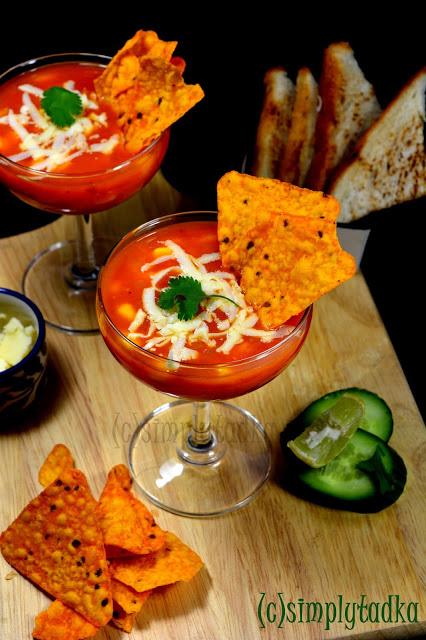 Mexican Tomato Soup with Nachos | Mexican Soup Recipe