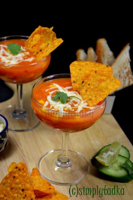 Mexican Tomato Soup with Nachos | Mexican Soup Recipe