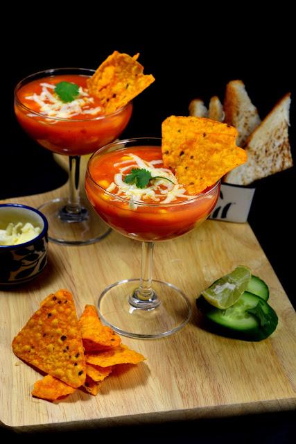 Mexican Tomato Soup with Nachos | Mexican Soup Recipe