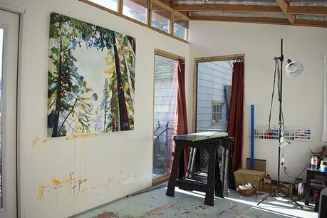 Cedar Lee painting studio. Art: Window. 48″ x 48″, Oil on Wood, © 2017 Cedar Lee