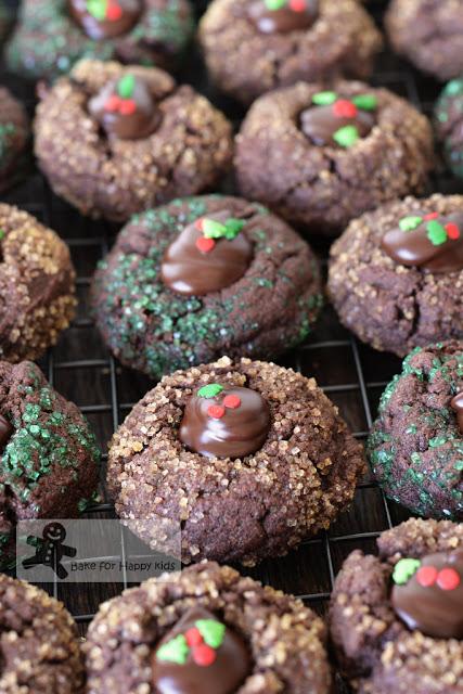chocolate peppermint thumbprints cookies