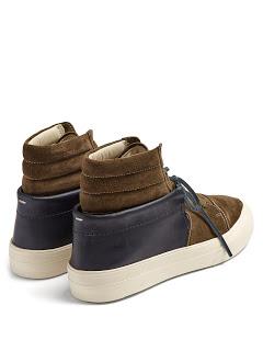 Stir-upped High-Top:  Maison Margiela Contrast-panel High-top Suede Trainers