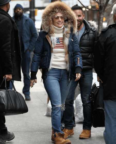 J.Lo Rocks Timberlands & Parka On Last Day Of Filming In NYC