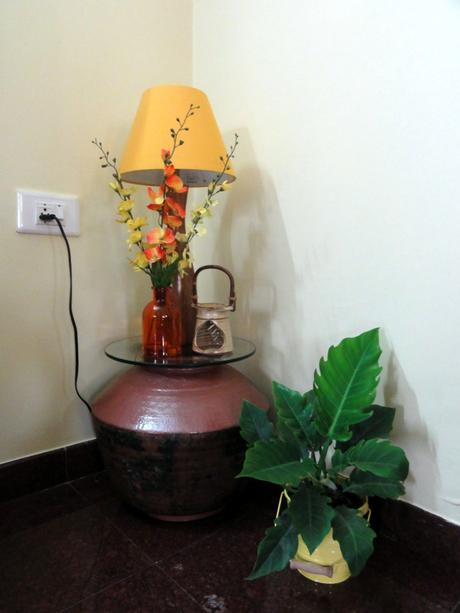 Cauldron converted to a corner table