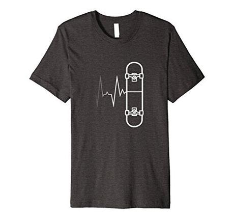 Mens Heartbeat T-shirts: Live to Skateboard T- shirt Large Dark Heather