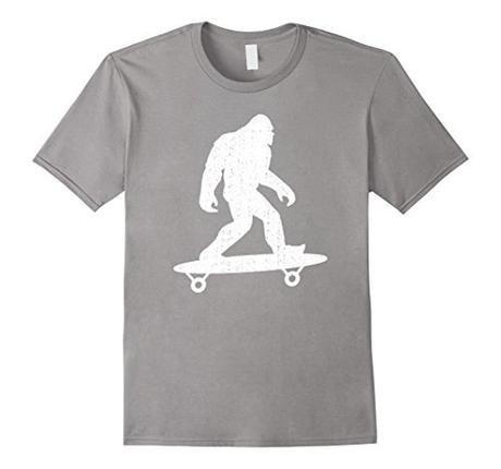Mens Funny Bigfoot Skateboard Skater Gift T Shirt Small Slate