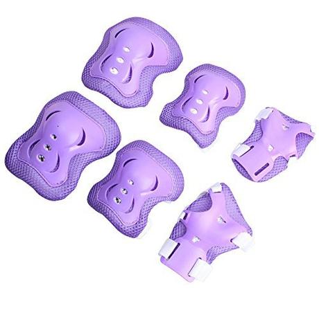 eNilecor Kid's Cycling Inline Skating Roller Blading Wrist Elbow Knee Pads Blades Guards for Skateboard, Purple, Medium