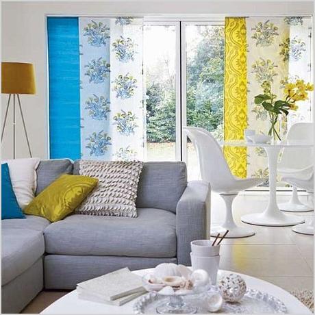 yellow and light blue living room