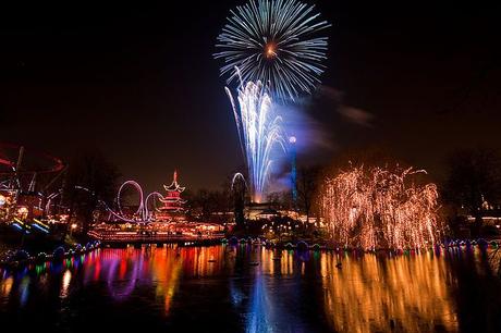 English: Fireworks over Copenhagen the night b...