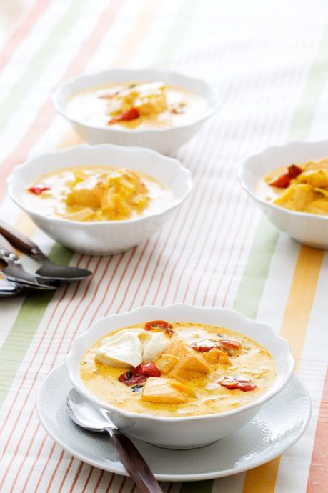 Saffron-flavored fish soup with aioli