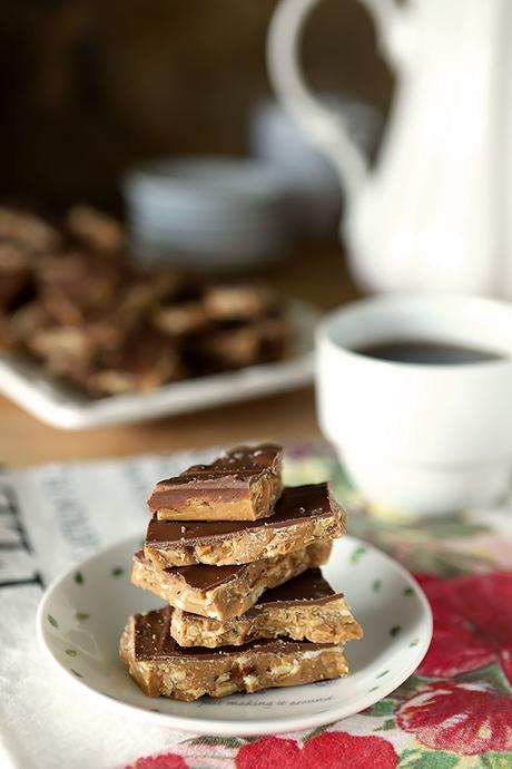 Salted Chocolate English Toffee with Toasted Almonds