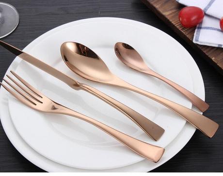 4 Piece/Set Rose Gold Stainless Steel Dinnerware Sets Tableware Knife Fork Teaspoon Luxury Cutlery Set Tableware Set