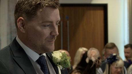 A smile creeps on to the grooms face as he nervously waits for the Bride to walk down the aisle at On The 7th