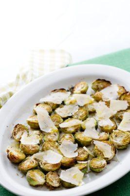 Oven-roasted Brussels sprouts with parmesan cheese