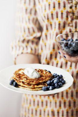 Keto pancakes with berries and whipped cream