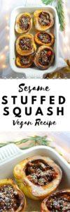 Sesame Stuffed Squash Vegan Recipe #Vegan #VeganRecipe #VeganChristmas