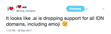 AI Drops Support of IDNs, Including Emoji Domains