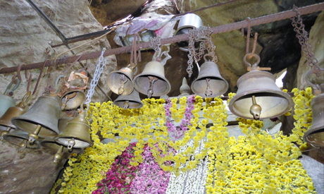 Bells tied atop the Kallu Ganapati temple