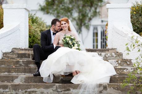 Best york wedding photography redhead bride on steps