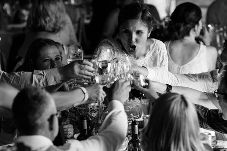Guest drinking at doing shots york wedding photography