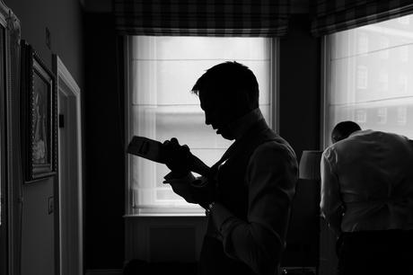 Groom prep silhouette york wedding photography