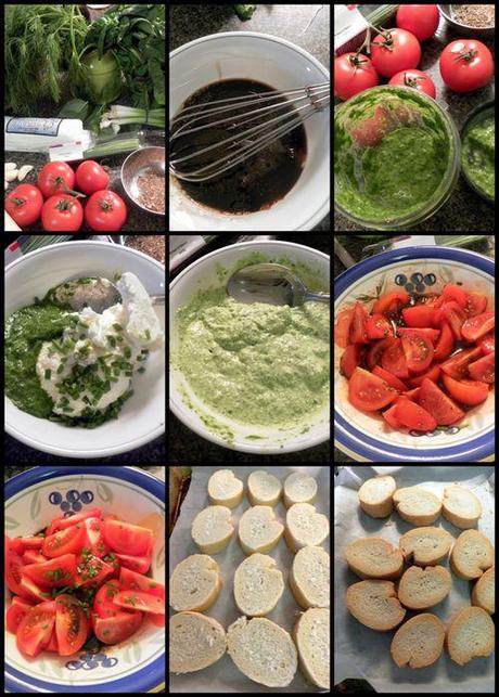 Herb Ricotta & Balsamic tomato Bruschetta collage