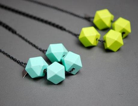 Wishlist: Neon Faceted Wooded Cube Charm Necklace from...