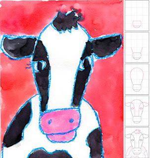 Watercolor Cow Face