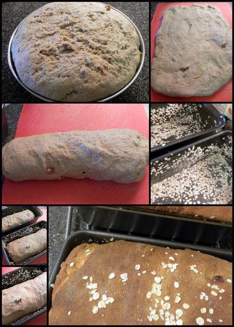Whole wheat, oatmeal & walnut bread - loaf collage