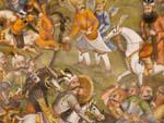 Frescoes in the music room of Chehel Sotun Palace depicting battles between the Uzbeks