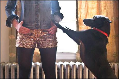 {outfit} Sequin shorts