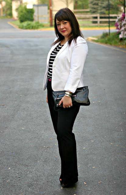 Friday - White Blazer with Stripes