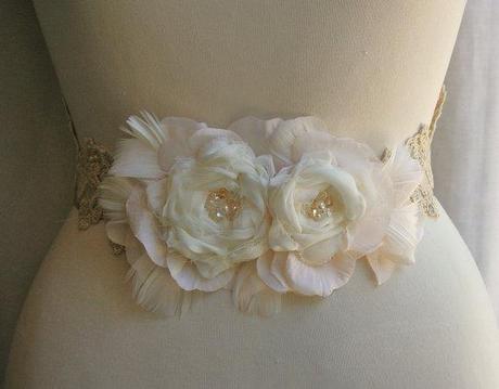 One of a Kind Champagne Bridal Sash Available