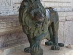 One of a pair of lion statues at the entrance of the Talar Salam