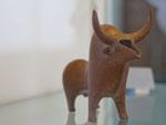 A ceramic bull figure oil lamp