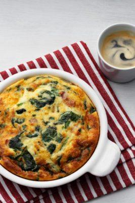 Keto frittata with fresh spinach