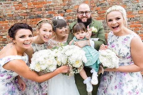 York Wedding Photography at Barmbyfield Barns group photo with flower girl