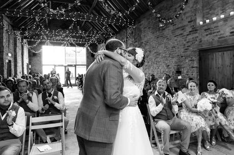 York Wedding Photography at Barmbyfield Barns Frist Kiss