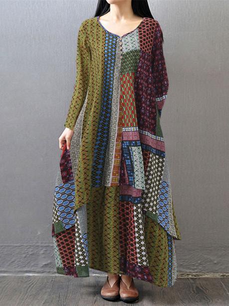 patchwork maxi dress