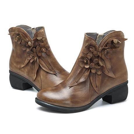 Socofy ankle leather boots